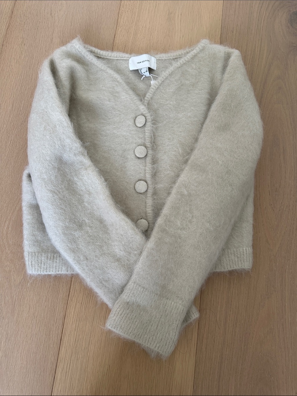 H&M Mohair Fuzzy V‑Neck Button Cardigan
